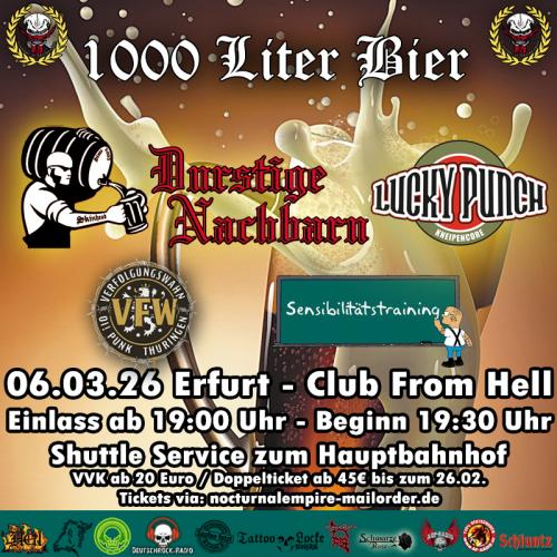 06.03.2026: Durstige Nachbarn, Lucky Punch, Verfolgungswahn, Sensibilitätstraining im From Hell in Erfurt
